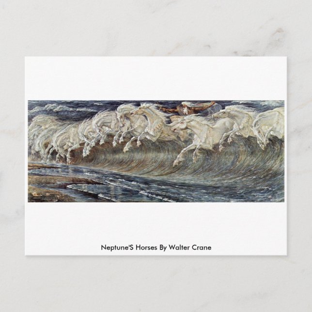 Neptunes hästar av Walter Crane Vykort (Framsida)