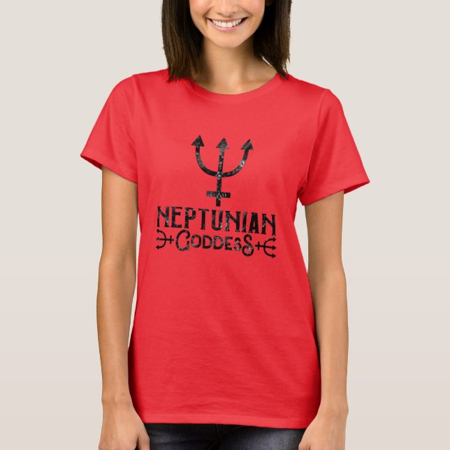 Neptunisk Gudinneastrologi Neptunus Fiskarna T Shirt (Framsida)