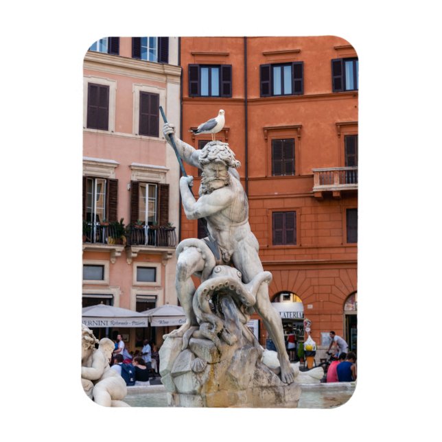 Neptuns Fontän i Piazza Navona - Rom Magnet (Vertikal)