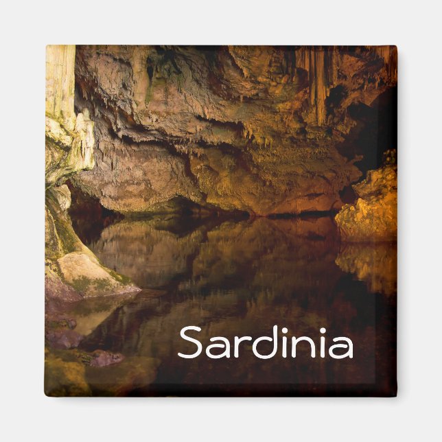 Neptuns Grotto, med texten "Sardinien" Magnet (Framsidan)