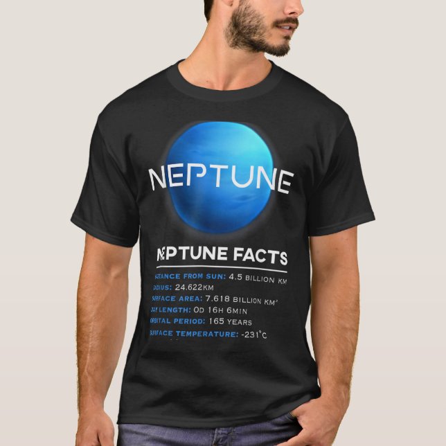 Neptunus Fakta - Dvärgplanet Rymd Astronomi T Shirt (Framsida)