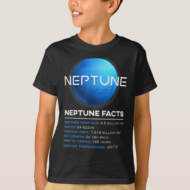 Neptunus Fakta - Dvärgplanet Rymd Astronomi T Shirt (Framsida)