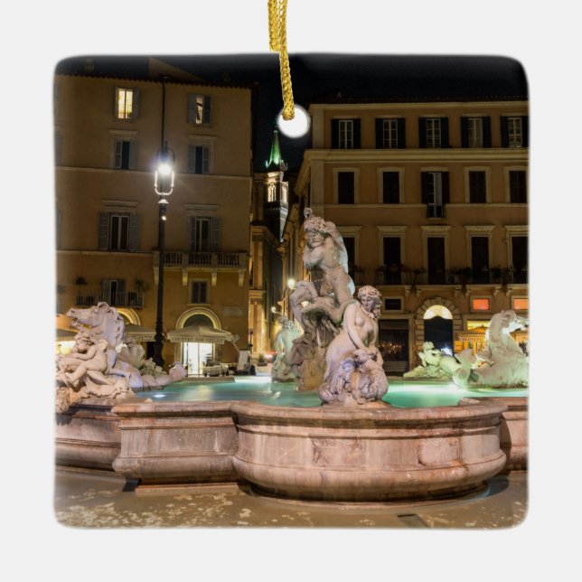 Neptunus fontän på Piazza Navona - Rom Julgransprydnad Keramik (Framsida)