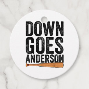 NER GÅR ANDERSON ROLIGT BASEBALL present ANDERSON Gåvor Etiketter