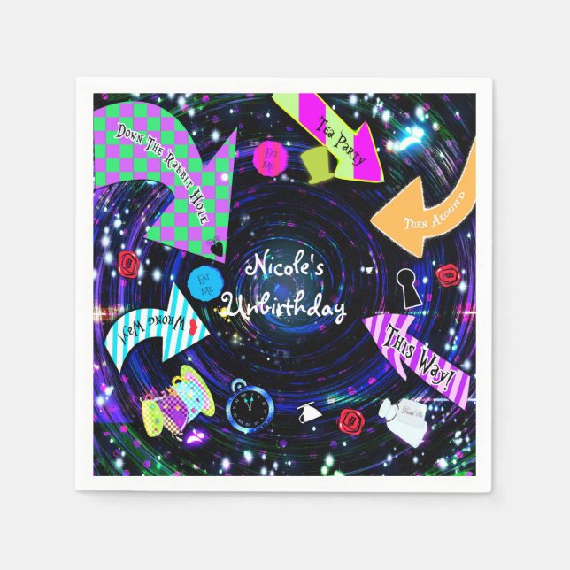 Ner kabbit Hål Alice i Wonderland Party Pappersservett (Framsidan)