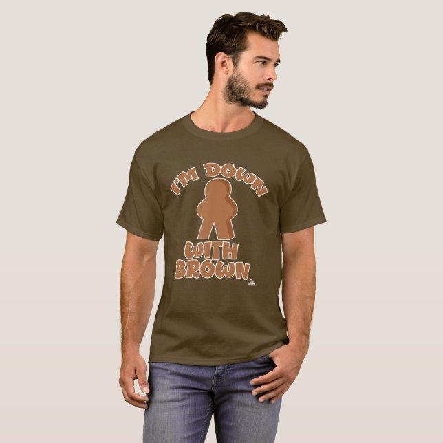 Ner med Brunt Roligt Spelbit Val T Shirt (Hel framsida)