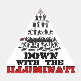 Ner med Illuminati-märkena Triangelformat Klistermärke