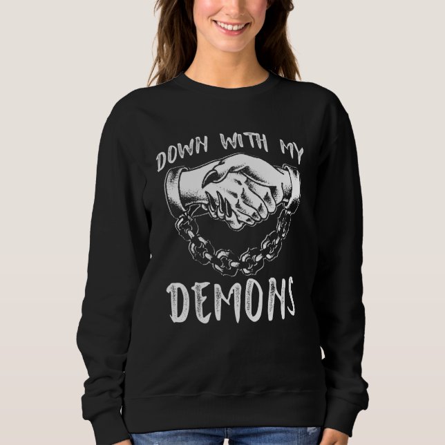 Ner med mina demoner och satellitockult t shirt (Framsida)