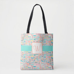 Ner Shore NJ Beach Themed Monogram Tygkasse