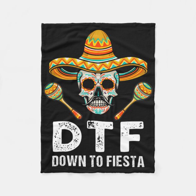 Ner till Fiesta Funny Mexican Party Skull Funny Ci Fleecefilt (Framsidan)