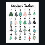Ner till julklapp söt träd poster<br><div class="desc">Räkna ner till julklingskalendern Söt träd,  med hand plockade tecknad vismiskt Julgranar,  räkna dagen till Chrismtas!</div>