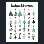 Ner till julklapp söt träd poster<br><div class="desc">Räkna ner till julklingskalendern Söt träd,  med hand plockade tecknad vismiskt Julgranar,  räkna dagen till Chrismtas!</div>