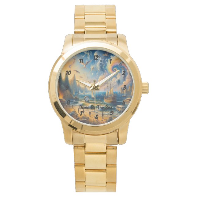 Ner vid havet: Ett surrealistiskt kustlandskap Armbandsur (Framsida)