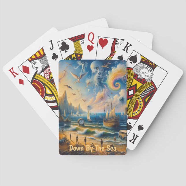 Ner vid havet: Ett surrealistiskt kustlandskap Casinokort (Baksidan)