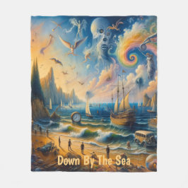 Ner vid havet: Ett surrealistiskt kustlandskap Fleecefilt