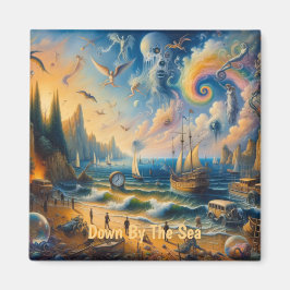 Ner vid havet: Ett surrealistiskt kustlandskap Magnet