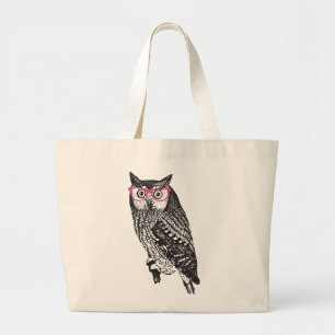 Nerd Bird Vintage Graphic Uggla Canvas Tote Bag Jumbo Tygkasse