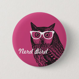 Nerd Bird Vintage Graphic Uggla-knapp Knapp