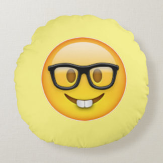 Nerd Boy Glasses Emoji Round Pillow Rund Kudde