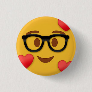 Nerd emoji med hjärta knapp
