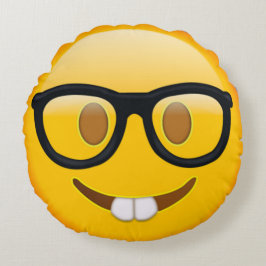 Nerd Emoji Rund Kudde