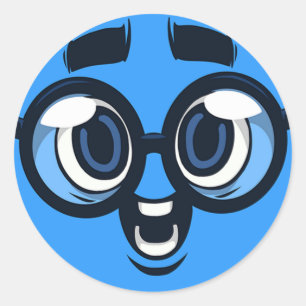 Nerd Emoji Runt Klistermärke