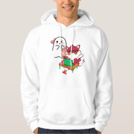 Nerd Fox Arbetslaptop Söt Ghost & Sött Drick Hoodie