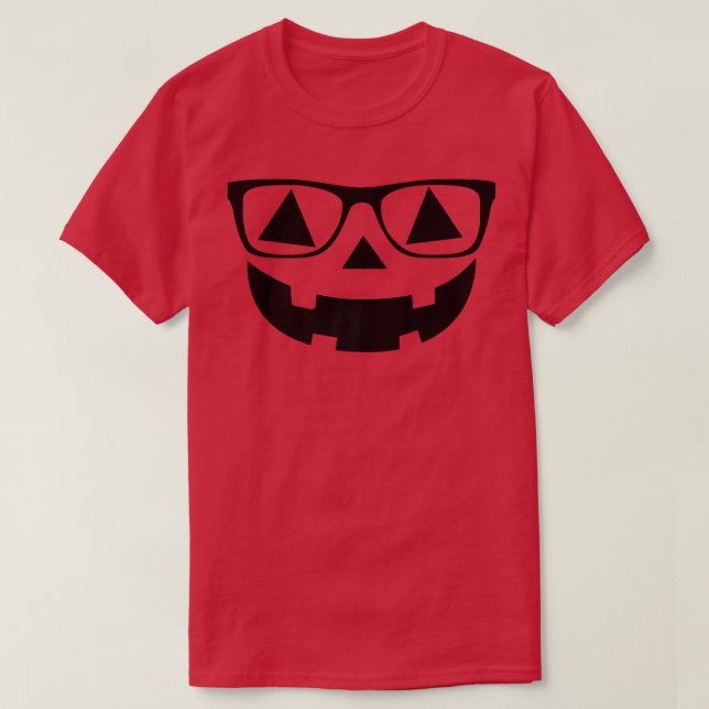 Nerd Geek Jack o lantern Halloween Pumpkin Ansikte T Shirt (Design framsida)