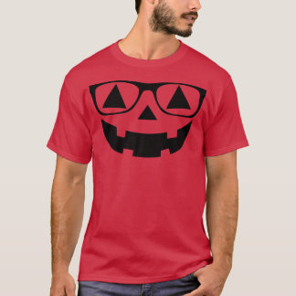 Nerd Geek Jack o lantern Halloween Pumpkin Ansikte T Shirt