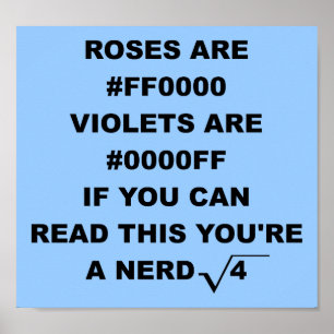 Nerd Geek Poetry Funny Poster tecken