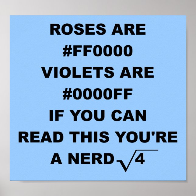 Nerd Geek Poetry Funny Poster tecken (Framsidan)