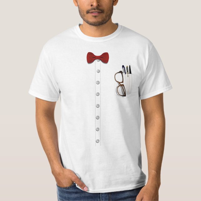 Nerd Glass Bow Tie Costume T Shirt (Framsida)