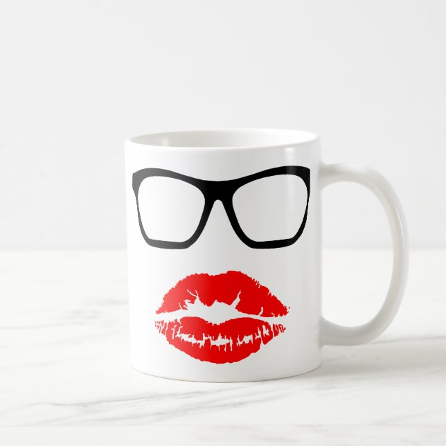 Nerd Glass och Lipstick Kiss Kaffemugg (Höger)