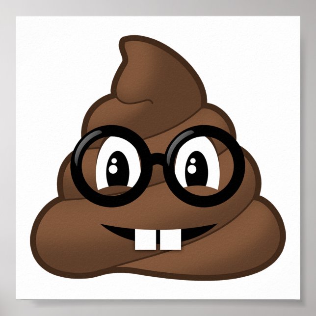 Nerd Glasses Poop Emoji Poster (Framsidan)