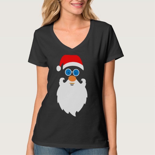 Nerd Jultomten Big Head Funny jul T Shirt (Framsida)