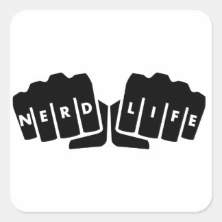 Nerd Life Knuckle Tattoo Fyrkantigt Klistermärke