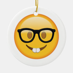 Nerd with Glasses - Emoji Julgransprydnad Keramik