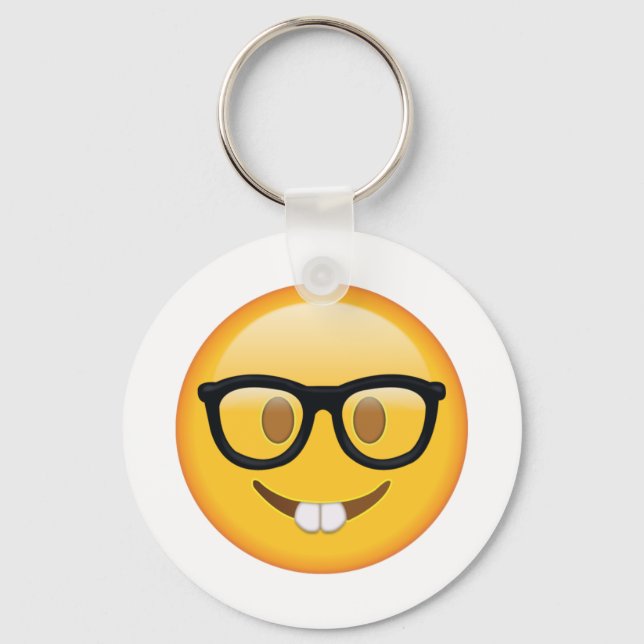 Nerd with Glasses - Emoji Nyckelring (Framsida)
