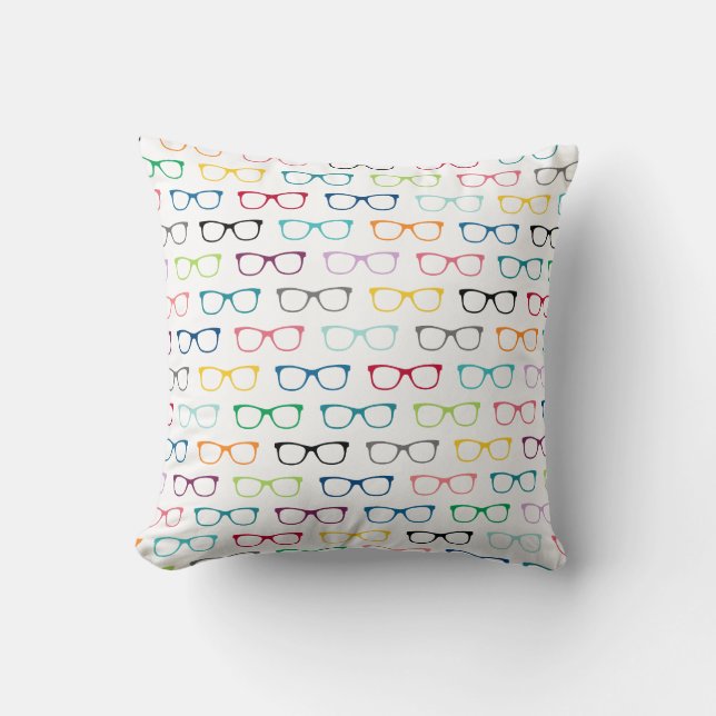 Nerdiga multi-färgade hipster-glasögon mönster kudde (Framsida)