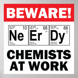 nerdinslag-kemisten på arbete undertecknar poster