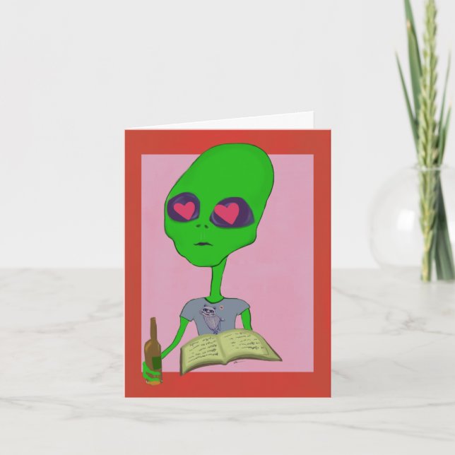 Nerdy Alien på Alla hjärtans dagskort i Kärlek Helgkort (Framsida)