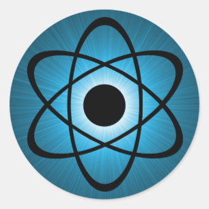 Nerdy atom- klistermärkear, blått runt klistermärke