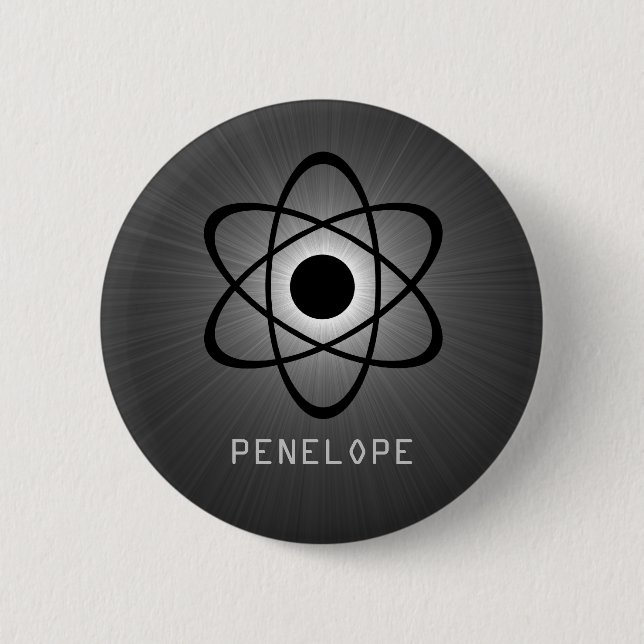 Nerdy Atomic Button, Grått Knapp (Framsida)