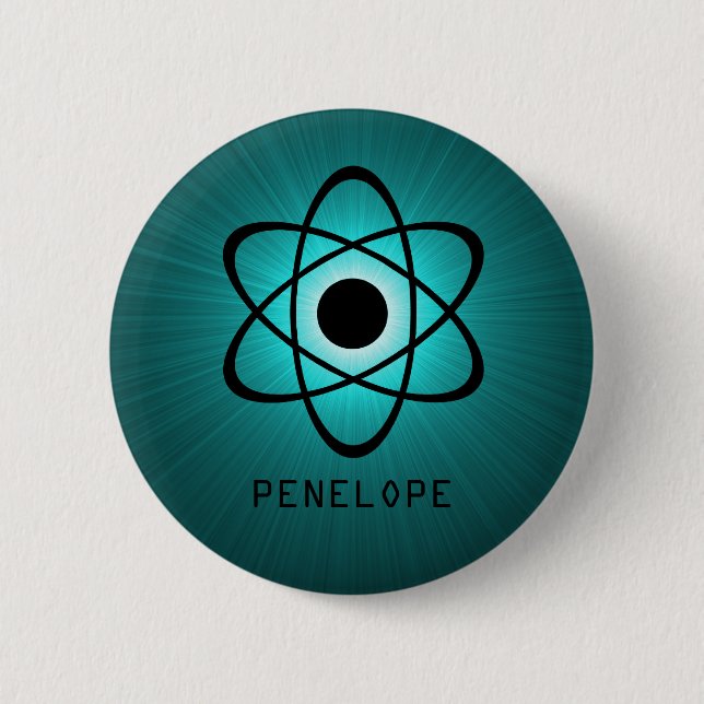 Nerdy Atomic Button, Teal Knapp (Framsida)