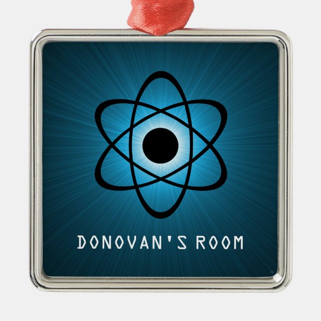 Nerdy Atomic Door Hanger Ornament, Blue Julgransprydnad Metall (Framsidan)