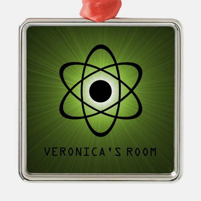 Nerdy Atomic Door Hanger Ornament, Grönt Julgransprydnad Metall (Framsidan)