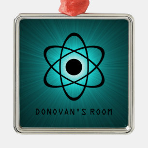 Nerdy Atomic Door Hanger Ornament, Teal Julgransprydnad Metall