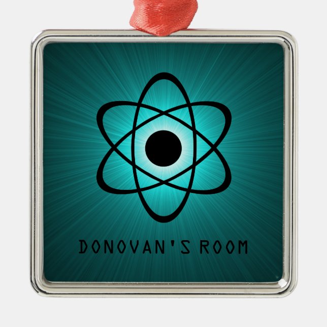 Nerdy Atomic Door Hanger Ornament, Teal Julgransprydnad Metall (Framsidan)