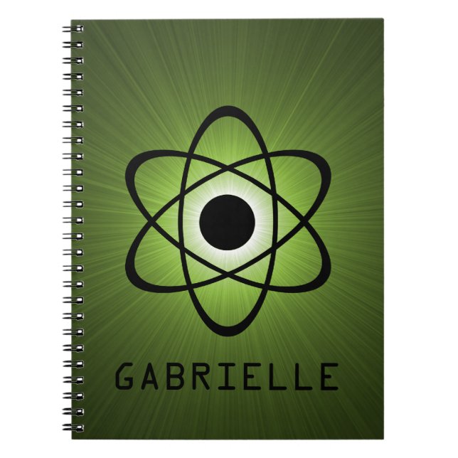 Nerdy Atomic Notebook, Grönt Anteckningsbok Med Spiral (Framsidan)
