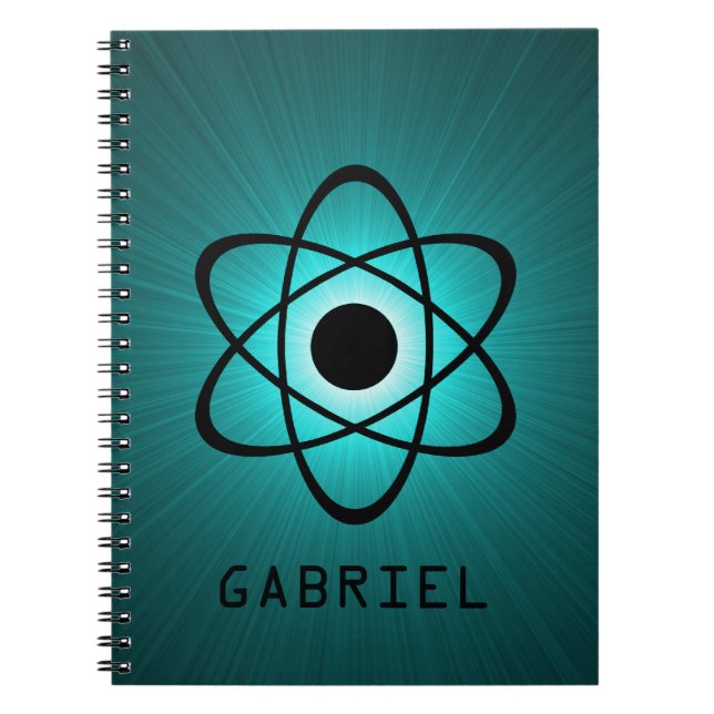 Nerdy Atomic Notebook, Teal Anteckningsbok Med Spiral (Framsidan)